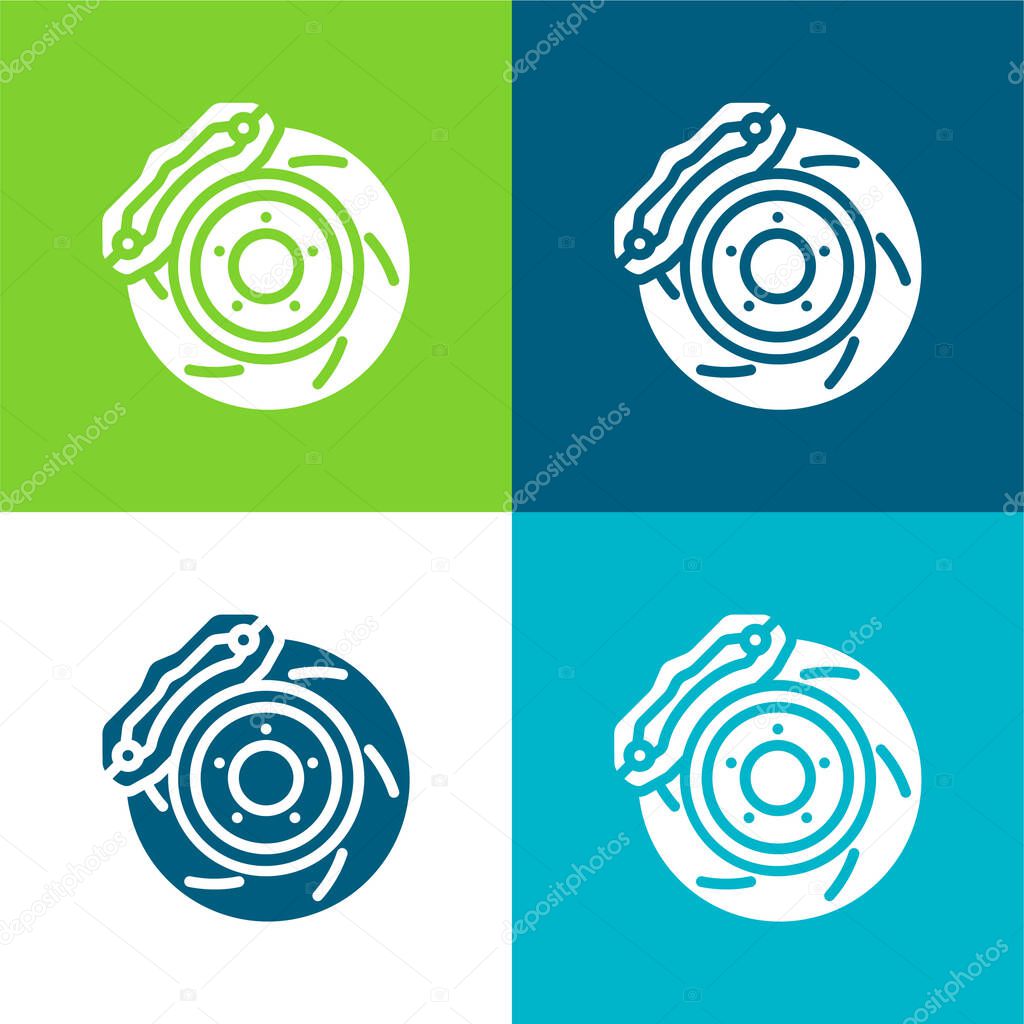 Brake Flat four color minimal icon set
