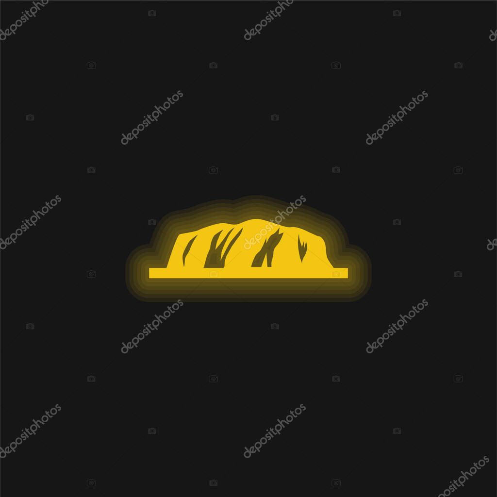 Ayers Rock yellow glowing neon icon