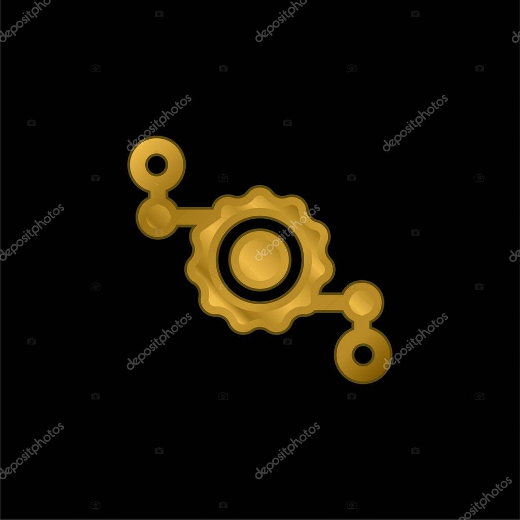 Assembly gold plated metalic icon or logo vector