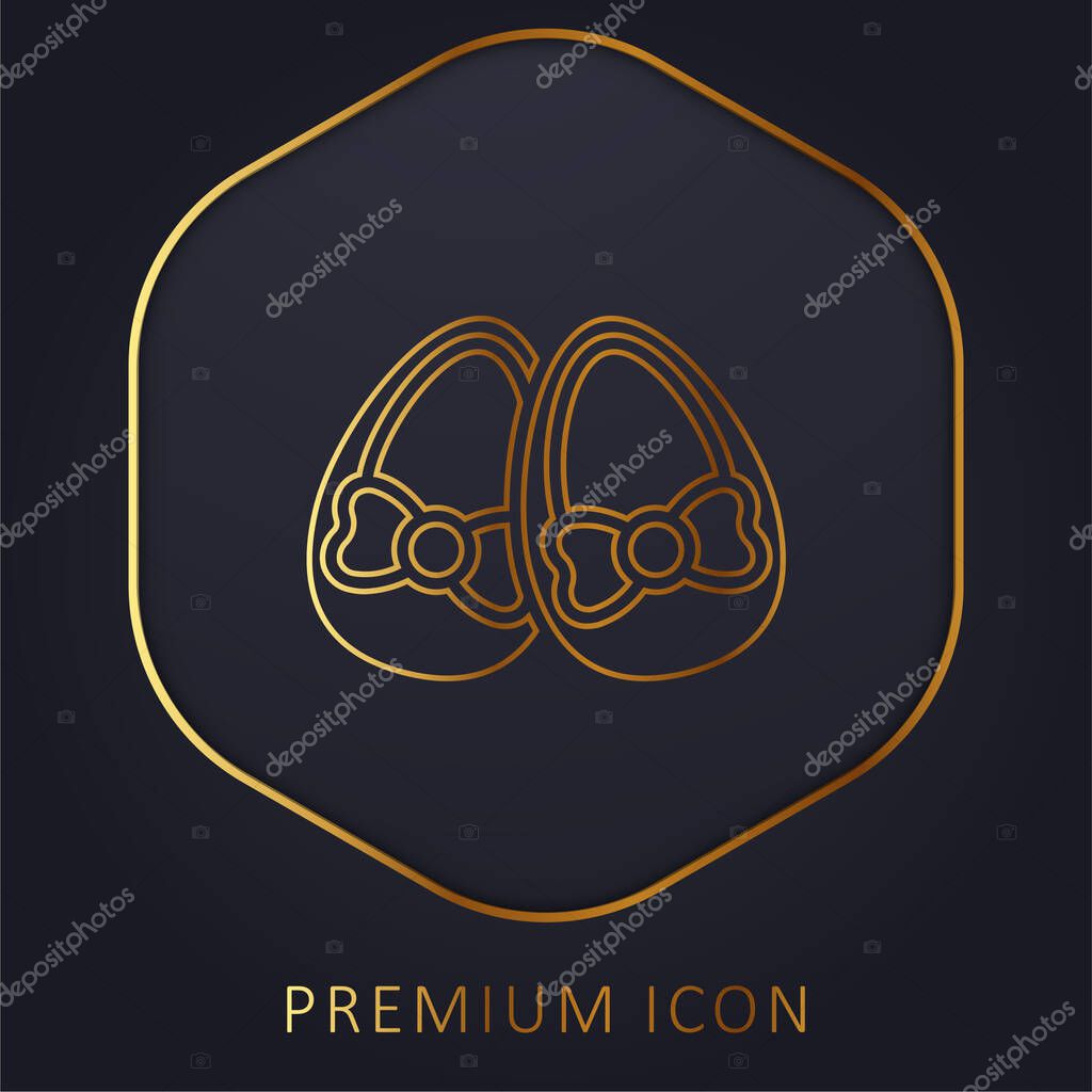 Baby Shoes golden line premium logo or icon