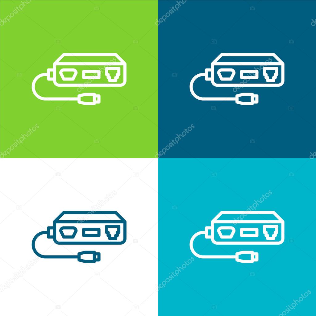 Adapter Flat four color minimal icon set