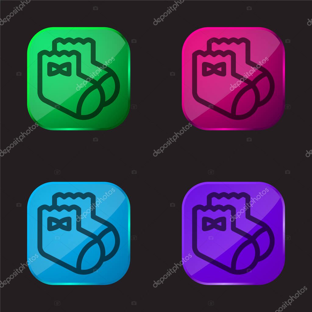 Baby Socks four color glass button icon
