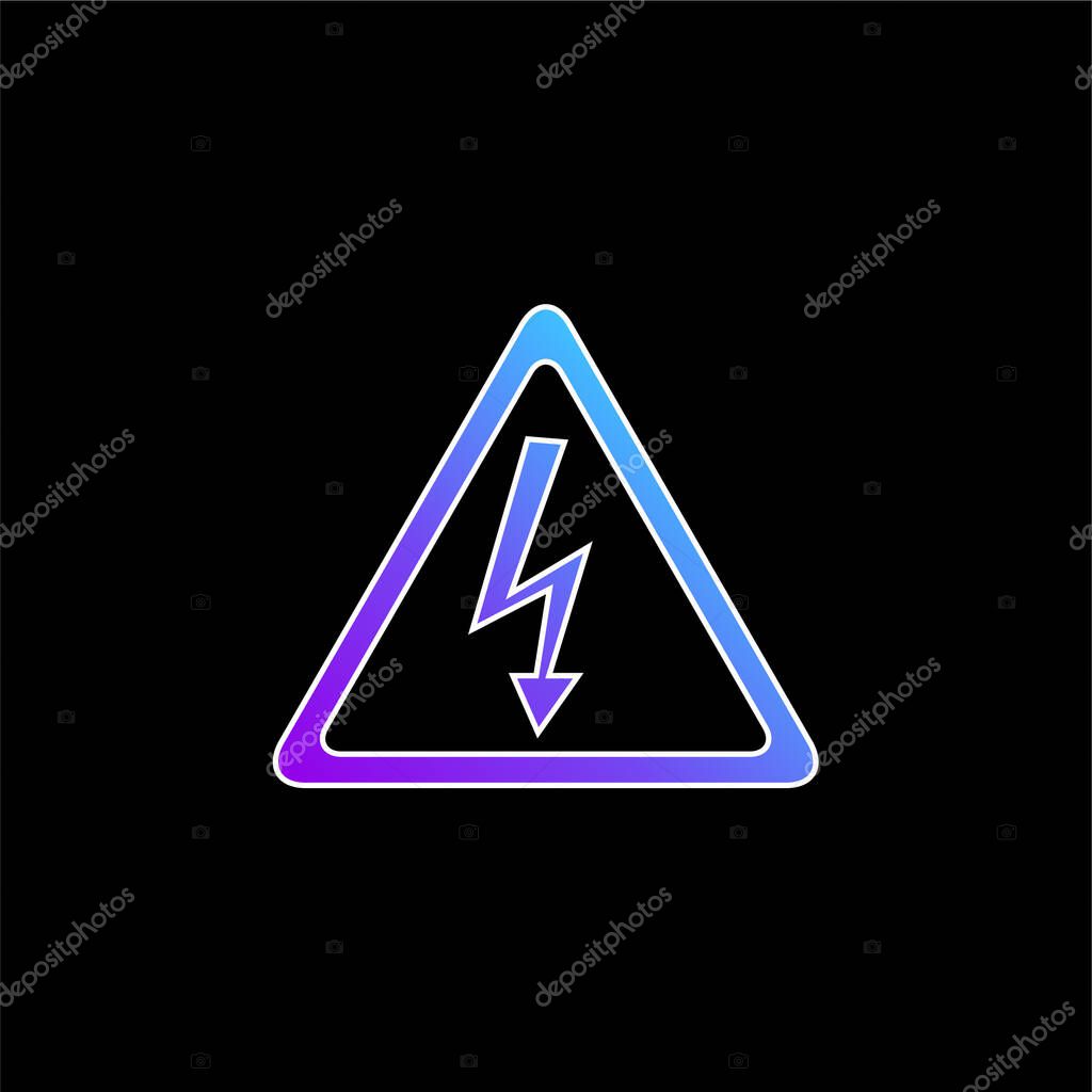 Arrow Bolt Signal Of Electrical Shock Risk In Triangular Shape blue gradient vector icon