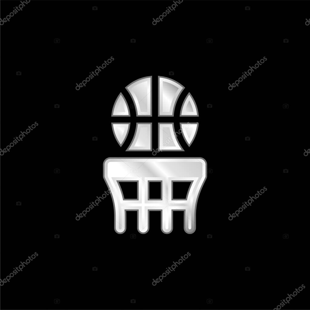 Basketball silver plated metallic icon