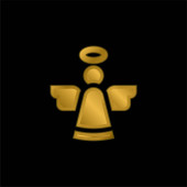 Andělská pozlacená kovová ikona nebo vektor loga