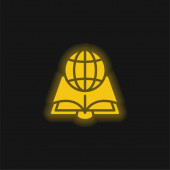 Könyv sárga izzó neon ikon