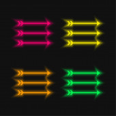 Nyíl négy szín izzó neon vektor ikon