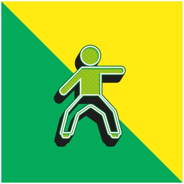 Sol Kol Yeşili ve Sarı Modern 3D vektör simgesi