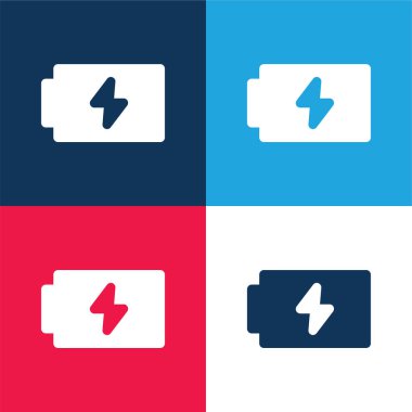 Pil mavi ve kırmızı dört renk minimal simge kümesi