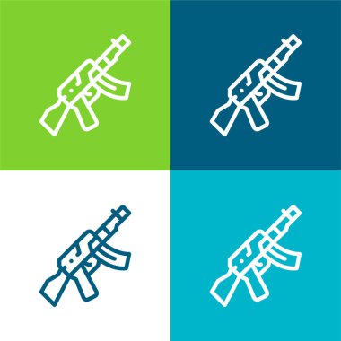 Assault Rifle Flat four color minimal icon set clipart