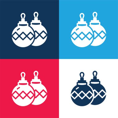 Bauble mavi ve kırmızı dört renk en düşük simge kümesi