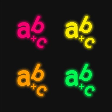 Alfabe dört renk parlayan neon vektör simgesi