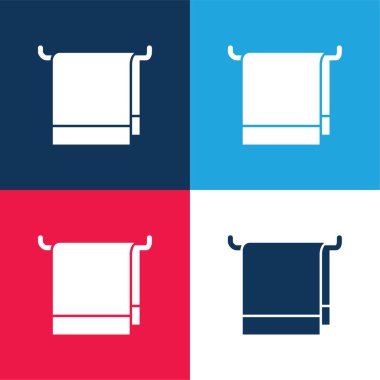 Bathroom Towel blue and red four color minimal icon set clipart