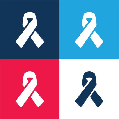 Farkındalık Kurdelesi mavi ve kırmızı En az dört renk simgesi