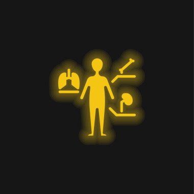 Anatomi sarı parlak neon simgesi