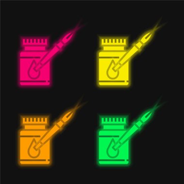 Acrylics four color glowing neon vector icon clipart