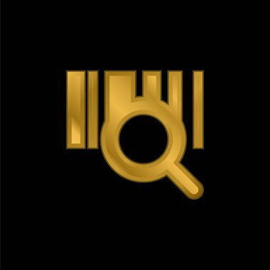 Barkod altın kaplama metalik simge veya logo vektörü