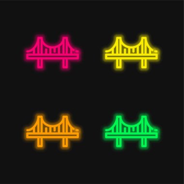 Köprü dört renk parlayan neon vektör simgesi