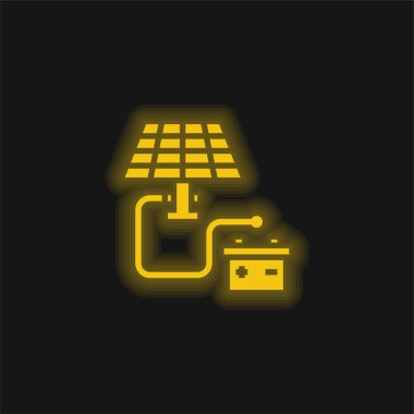 Battery yellow glowing neon icon clipart