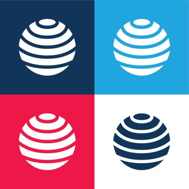 Top mavi ve kırmızı dört renk minimal simge kümesi