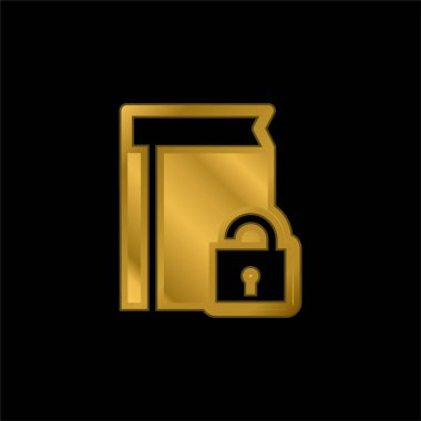 Kitap koruma altın kaplamalı metalik simge veya logo vektörü