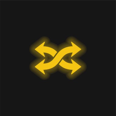 Arrows Mix yellow glowing neon icon clipart