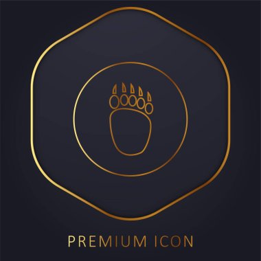 Bear Pawprint golden line premium logo or icon clipart