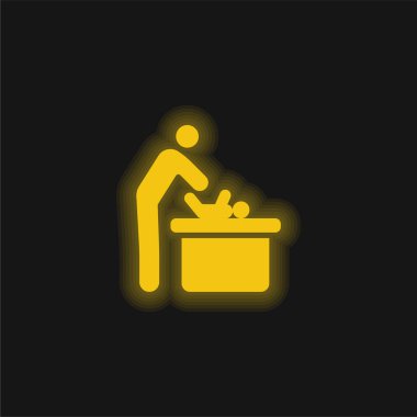 Bebek değişen sarı parlak neon simgesi
