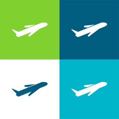 Airplane Flat four color minimal icon set clipart