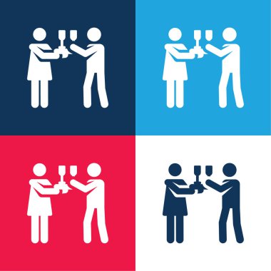 Çubuk mavi ve kırmızı dört renk minimal simge kümesi