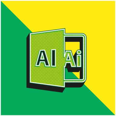 AI Dosya Biçimi Sembol Yeşil ve Sarı 3d vektör simgesi logosu