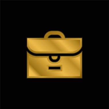 Evrak çantası altın kaplama metalik simge veya logo vektörü