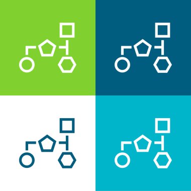 Geometrik Temel Şekillerle Şemaları Blokla Ana Hatlar Düz dört renk minimal simgesi seti
