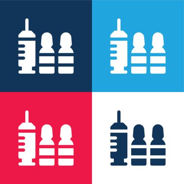 Botoks mavi ve kırmızı dört renk minimal simge kümesi