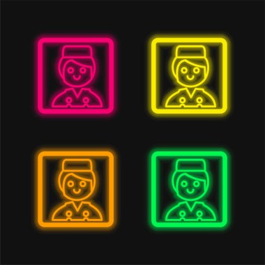 Bell Boy Portresi. Parlak neon vektör simgesi.
