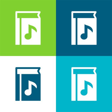 Müzik Kitabı Düz 4 renk minimal simgesi seti
