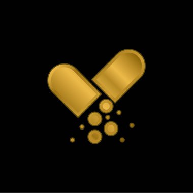 Antibiyotik altın kaplama metalik simge veya logo vektörü