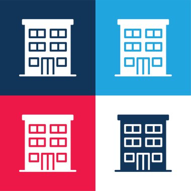 Daire mavi ve kırmızı dört renk minimal simge kümesi