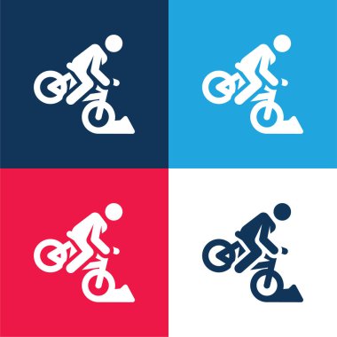 Kaza mavi ve kırmızı dört renk en düşük simge kümesi