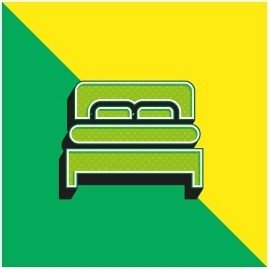 Yatak Yeşil ve Sarı Modern 3D vektör simgesi logosu