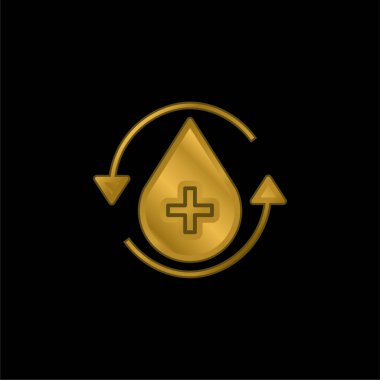 Kanlı altın kaplama metalik simge veya logo vektörü