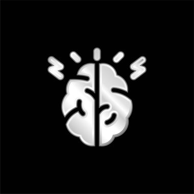 Beyin gümüş kaplamalı metalik simge