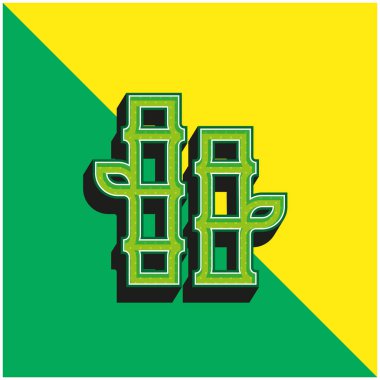 Bambu yeşili ve sarı modern 3d vektör simgesi logosu