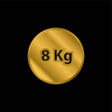 Spor için 8 kg Ağırlık Altın kaplama metalik simge veya logo vektörü