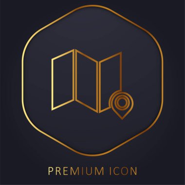 Adres altın çizgi premium logo veya simge