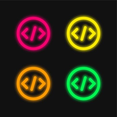 Parlaklık dört renk parlayan neon vektör simgesi