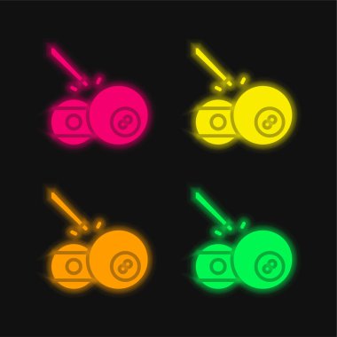 Ball Pool four color glowing neon vector icon clipart