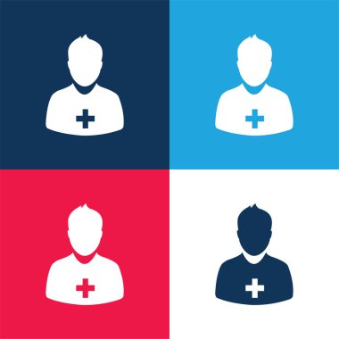 Kullanıcı mavi ve kırmızı dört renk minimal simgesi seti ekle