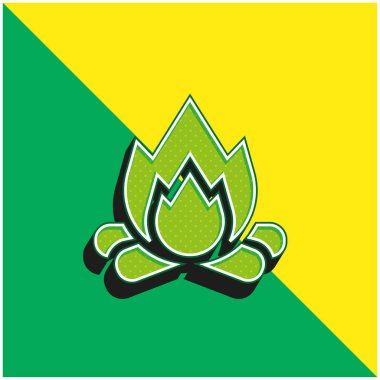 Şenlik ateşi Yeşil ve sarı modern 3D vektör simgesi logosu