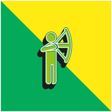 Okçuluk Yeşil ve Sarı Modern 3D vektör simgesi logosu